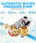 Boss Level Home Water Pressure Booster Pump 110V 90W 243GPH 15 PSI With Auto Flow Switch Brass Head And Impeller