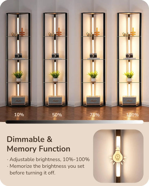 Go To Space Saving Floor Lamp With Built In Table And Shelves, Modern Reading Lamp With adjustable brightness functionality