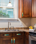 Kitchen with Coastal Cabinet Pulls Set Of Four 3-3/4 Inch Center To Center Drawer Handles White Base With Ocean Themed Design