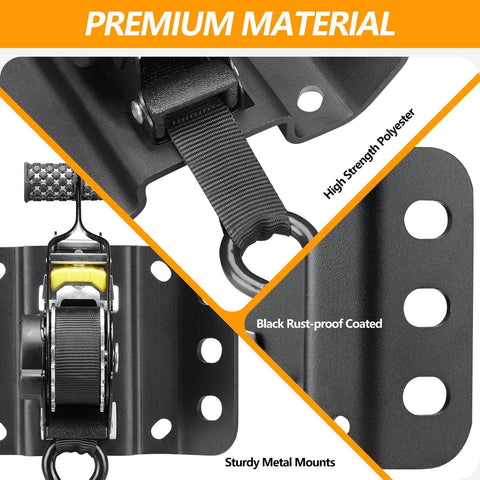 Ford F150 2015-2025 2 Pack Retractable Tie Down Straps, 10 Ft Self Retracting Ratchet Straps with metal mounts and rust-proof coating.
