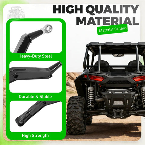 Black Rear Radius Arms For 2014-2025 Polaris RZR XP 1000 And XP 4 1000 Beefy High Clearance Heavy Duty Steel With Adjustable Heim Joints Rugged Off Road Upgrade on RZR rear suspension