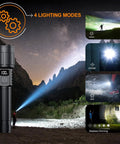 Beast Mode Bright 20000 Lumens Rechargeable LED Flashlight with USB C Power, long-range beam and 4 lighting modes outdoors.
