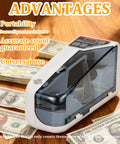 Beast Mode Fast Money Counter With UV Counterfeit Detection Portable Cash Counter With Bills Displayed Around on Wooden Table