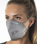 Woman wearing N95 Disposable Respirator Mask Made In USA Super Comfy Fit Breathable Skin Friendly Nonwoven Fabric NIOSH Approved