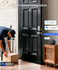 Front door with Built In WiFi Fingerprint Smart Lock With Two Knobs No Hub Needed Remote App Control Keyless Entry.