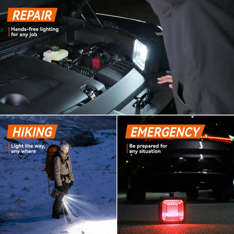 Ultra Bright Rechargeable LED Spotlight Flashlight With 1200 Lumens used for repair, hiking, and emergency scenarios