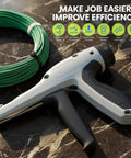 Ergonomic Cable Tie Gun For Heavy Duty Zip Ties Featuring Adjustable Tension Control and Precision Flush Cut on a marble surface.