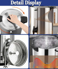 Detail view of Commercial Coffee Urn for Big Batch 100 Cup Coffee Maker Stainless Steel 15L Large Capacity Hot Water Dispenser.
