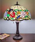 Tiffany Style Table Lamp With Stained Glass Floral Hummingbird Design Multicolor 22 Inch Tall Home Decor Lamp for Living Room Bedroom Vintage Vibe Led Compatible Two E26 Bulbs Not Included