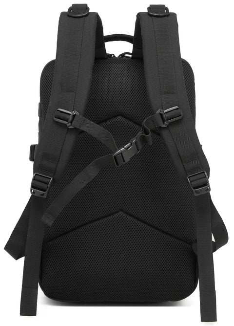 Back view of Rugged Waterproof Tactical Daypack For Men With MOLLE Webbing Laser Cut Design Water Bottle Holder And Quick Access Pockets
