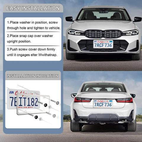 Stainless Steel License Plate Frames With 4 Holes 2 Pack Bolt And Gasket Cover Slim Car License Plate Holder For US Cars Weather Resistant