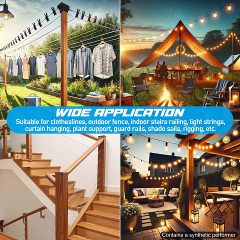 Turnbuckle Wire Tensioner Kit For Cable Railing used in outdoor clothesline, tent support, stair railing, and garden lighting