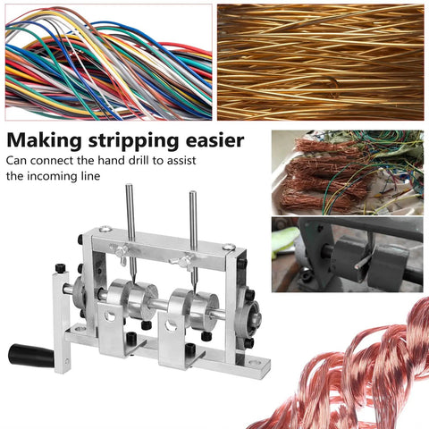 Heavy Duty Manual Wire Stripper Machine For 1-30mm Cable Stripping with adjustable knurled inlet holes and copper wire.