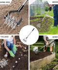 Rotary Cultivator Garden Tool With Adjustable Long Handle Hand Tiller for aerating soil and precision weeding