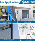 Muzata heavy-duty stainless steel wire rope cutters collage: bicycle repair, railing, fencing, DIY craft