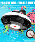Cordless Robotic Pool Cleaner With 120 Minute Run Time Auto Vacuum For Above Ground And In Ground Flat Pools Up To 1000 Sq Ft Self Parking Tech, showing dual water inlets and debris cleaning.