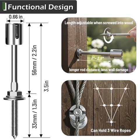 Wire Trellis Kit For Climbing Plants, 30 Set Wall Trellis System With One Eighth Inch Stainless Steel Cable, T316 DIY details