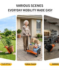 Heavy Duty Folding Hand Truck Dolly, 2 In 1 Collapsible Platform Cart used in various scenes like gardens and garages.