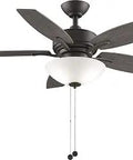 Aire Deluxe Ceiling Fan 44 Inch Matte Greige With LED Bowl WiFi Bluetooth Ready Pull Chain 3 Speed Reversible Motor Includes Two 9 Watt LED Bulbs