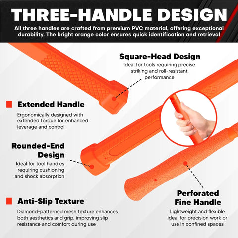Dead Blow Hammer Set 3 Piece Kit With 1.5 Lb Dead Blow 12 Oz Brass Cap Hammer 16 Oz Ball Peen Brass Head No Rebound Design Unibody Molded Checkered Grip handle features