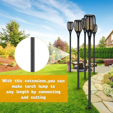 8 Pack Solar Light Stake Replacement Kit With Extension Poles And Joint Connectors For Outdoor Garden Backyard Twelve Inch Tall Stakes And One Inch Diameter Poles For Easy Install shown in garden setting