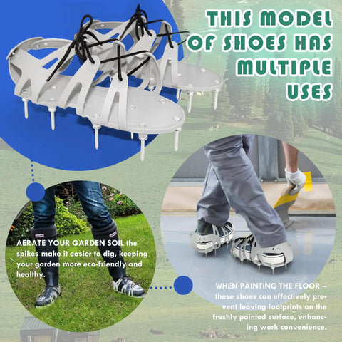 Lawn Aerator Shoes With Spiked Design And Adjustable Wrap Around Lacing For Easy On And Secure Fit Yard Care Must-Have Universal Size 6 To 12 For Men And Women Grass Aeration Spikes Tool In Grey
