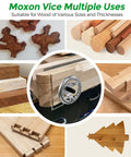 No Sweat Quick Action Acme Thread Vise Hardware Kit Built For Lightning Fast Woodworking Bench Clamping And Killer Grip Control That Delivers Smooth Operation Every Time, showcasing various wood types and Moxon vice usage.