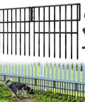 27 Ft Long 13 Inch High No Dig Garden Border Fence Kit With 25 Panels Rustproof Metal Pet Barrier installed outdoors