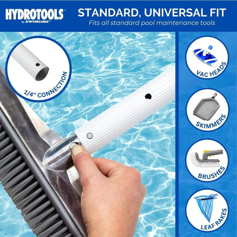 Two Piece Telescopic Pool Pole With Six To Twelve Feet Adjustable Reach For Easy Pool Cleanup, Universal One And One Quarter Inch Connection