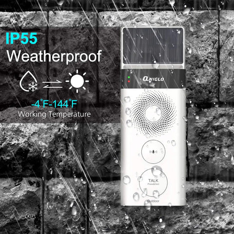 Solar Powered Wireless Doorbell Intercom All In One Kit With Waterproof Build Real Time Two Way Talk 1 Transmitter