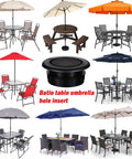 Easy Fit Patio Table Umbrella Hole Ring Plug Cap Set For Outdoor Parasol Hole Cover Insert Pole Replacement Stabilizer Parts Black