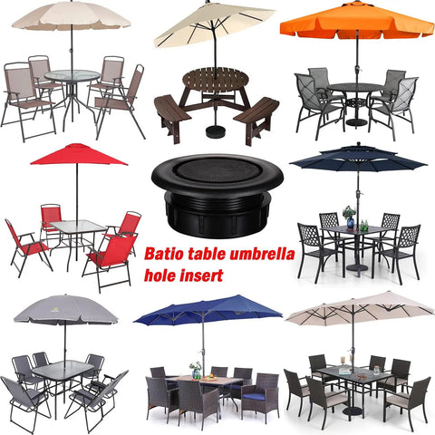 accessories for umbrella hole in patio table DECOHS 2 Pcs 2 Inch Parasol Ring Plug and Cap Set, Thicker Hole Cover Insert, Deck Table Umbrella Holes Plug Replacement Parts Outdoor Patio Table Durable PVC resists weather and prevents scratches Classic Accessories Ravenna Round Patio