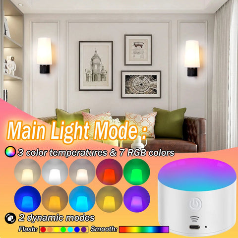Battery Operated Wall Sconce Two Pack With White Fabric Shade, Not Hardwired, Dimmable, Remote Control, in living room decor