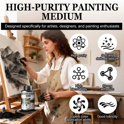 Artist using 150ml Charcoal Powder for Drawing Graphite Powder Charcoal Drawing Supplies high purity and fine texture