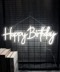Birthday Neon Sign LED Wall Backdrop 23.6x9.45 Inches Custom Party Neon Light glowing in dark room