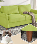4 Inch Rubber Wood Sofa Legs Brown Replacement Feet For Couch Cabinet Futon Dresser Pack Of 4 shown on green sofa