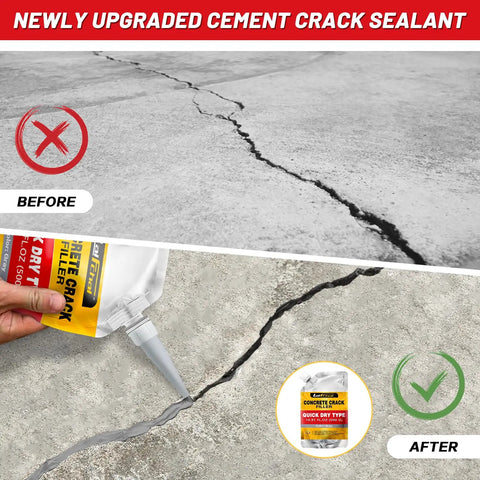 Crush Those Stubborn Cracks With This Heavy Duty Concrete Crack Filler And Asphalt Sealant That Self Levels Smoothly Stays Highly Flexible And Boots Water Away From Driveway Repairs. Image shows before and after using the sealant.