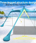 Big Beach Canopy Sun Shelter 11 By 11 Feet UPF Fifty Plus with three-legged structure design on sandy beach