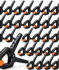 Heavy Duty 30 Pack Plastic Spring Clamps 3.5 Inch Hand Wood Clamps For Woodworking And Crafts displayed in rows