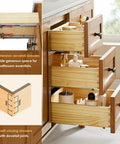 Full-extension dovetail drawers of the 72 Inch Double Sink Bathroom Vanity With Zero Hassle Setup for ample storage.
