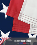 Close-up of reinforced edges on All American Patriotic 3x5 Ft Outdoor Flag With Brass Grommets For Porch Gardens And Home Decor Durable Polyester Flag