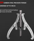 Heavy Duty 2 Or 3 Jaw Bearing Puller, 5.5 Ton 10 Inch Forged Carbon Steel Beast, Reversible Jaws, Adjustable Height, Pulley And Flywheel Removal Tool Built To Crush Rusty Jobs With Maximum Ease, showing a precision forged gear puller.