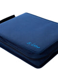 Durable Portable DVD CD Blu Ray Storage Case With Extra Wide Title Cover Pages Holds 192 Discs And 96 Booklets, blue binder