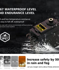 Beefy 55g Metal Gear MG995 Servo Motor in waterproof demonstration, highlighting IP67 resistance and durability against rain.