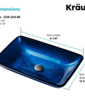Rectangular Blue Glass Vessel Sink For Bathroom 22 Inch Above Counter Design Scratch Resistant And Easy Clean Interior Coordinates With Wall Mount Or Vessel Faucets For A Sleek Dope Modern Look