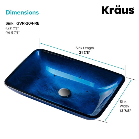 Rectangular Blue Glass Vessel Sink For Bathroom 22 Inch Above Counter Design Scratch Resistant And Easy Clean Interior Coordinates With Wall Mount Or Vessel Faucets For A Sleek Dope Modern Look