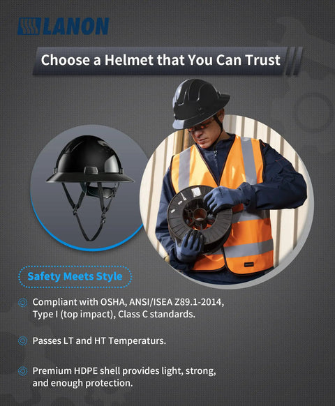 Ultra Lightweight Full Brim Hard Hat With OSHA Approved Type One Impact Protection And Class E G C Electrical Ratings Built Like A Tank From HDPE For Construction Crews Who Crush The Job Site Top Shelf Gear In Black