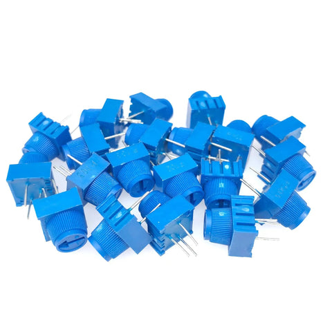 Trim Potentiometer Kit With Blue Knobs 20 Pieces 1K 10K 50K 100K Ohm Breadboard Friendly Rotary Potentiometers For Electronics Projects DIY
