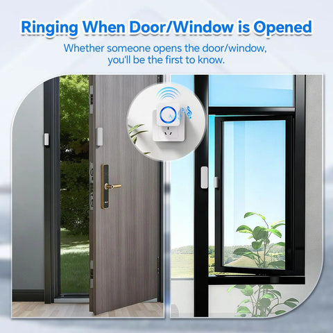 Wireless Door Chime Sensor Alarm When Door Opens For Easy Home Safety Ideal Toddler Barrier And Dementia Care Reminder No Wiring Needed Quick Setup No Fuss Loud Alert For Catching Every Open Door Peaceful Home; door and window sensor installed