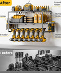 Heavy Duty Power Tool Organizer Wall Mount With 7 Drill Slots And Screwdriver Holder, Cordless Drill Hanger Storage Rack